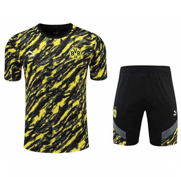 2021/22 Dortmund Black Yellow Training Kits Shirt with Shorts